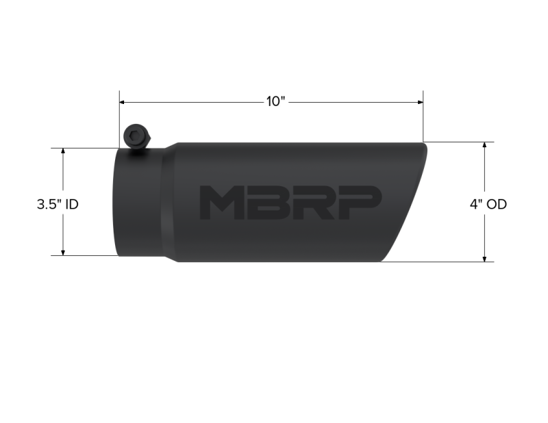 MBRP Universal Tip 4 O.D. Angled Rolled End 3.5 inlet 10 length- Black Finish - DTX Performance