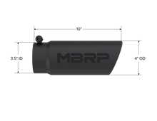 Load image into Gallery viewer, MBRP Universal Tip 4 O.D. Angled Rolled End 3.5 inlet 10 length- Black Finish - DTX Performance