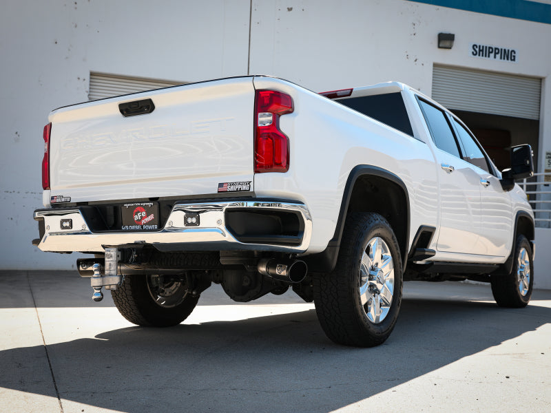 aFe Large Bore-HD 4in 409SS DPF-Back Exhaust System w/Black Tip 20 GM Diesel Trucks V8-6.6L (td) L5P - DTX Performance