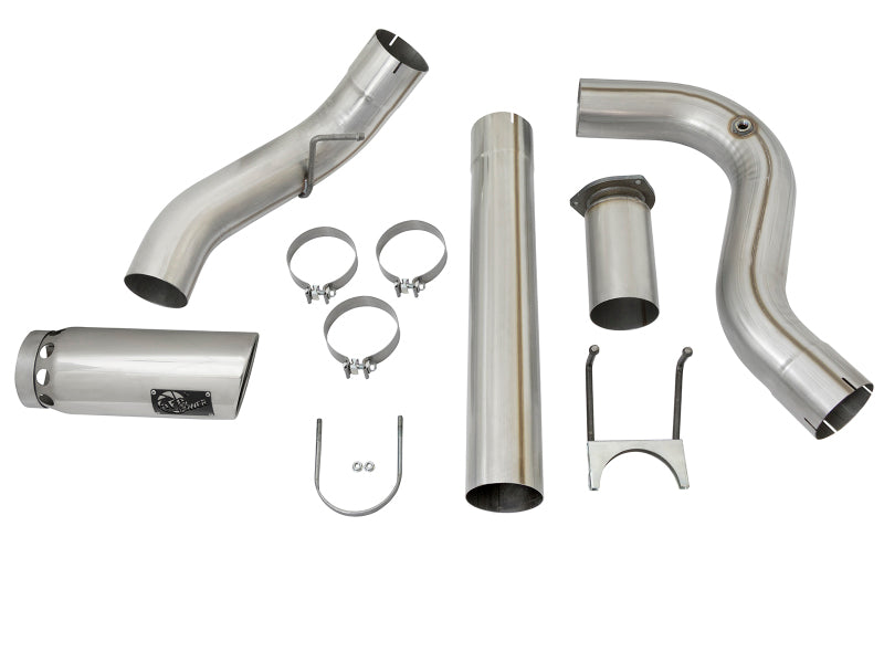 aFe ATLAS 5in DPF-Back Alum Steel Exhaust System w/Polished Tip 2017 Ford Diesel Trucks V8-6.7L (td) - DTX Performance