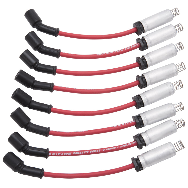 Edelbrock Spark Plug Wire Set LS Truck w/ Metal Sleeves 99-15 50 Ohm Resistance Red Wire (Set of 8) - DTX Performance