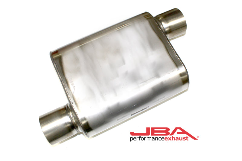 JBA Universal Chambered Style 304SS Muffler 11x9.75x4 3in Inlet Diameter Offset/Offset - DTX Performance