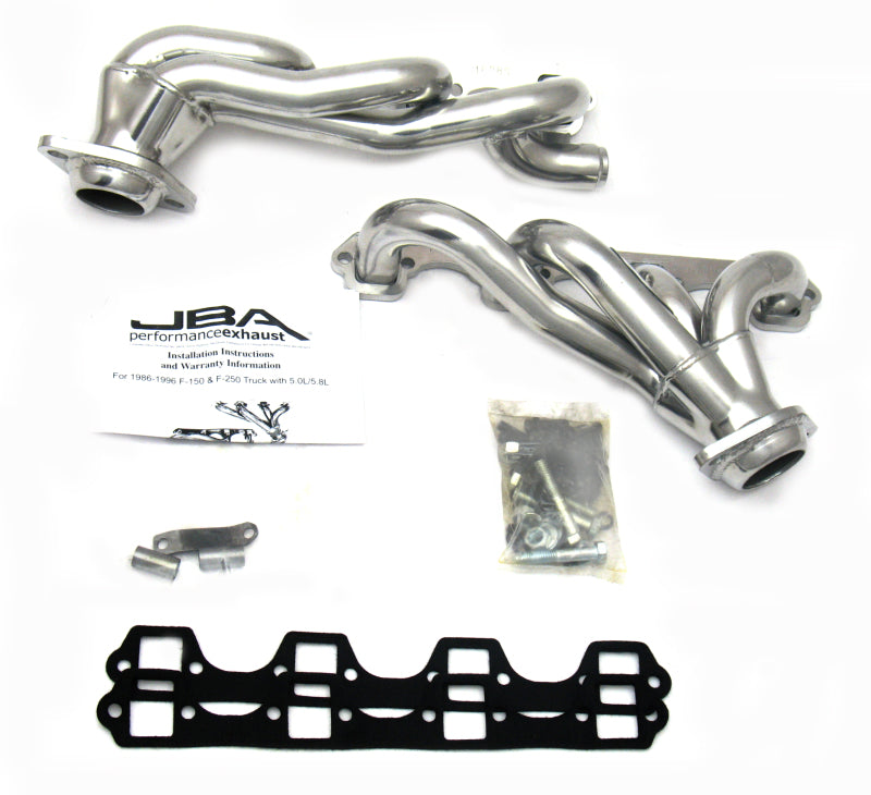 JBA 87-96 Ford F-150 5.8L SBF 1-5/8in Primary Silver Ctd Cat4Ward Header - DTX Performance