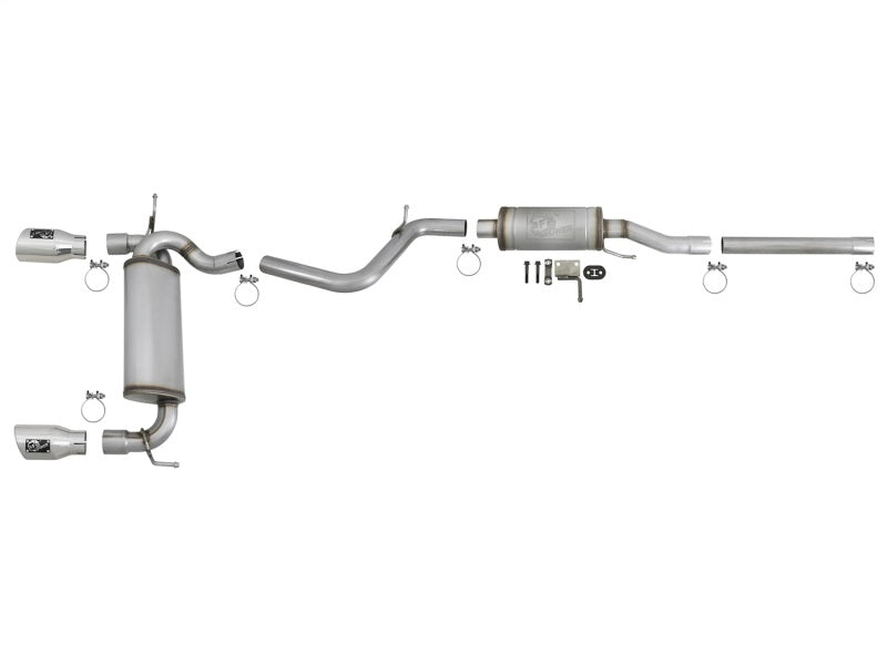 aFe Rebel Series 2.5in 409 SS Cat-Back Exhaust w/ Polished Tips 07+ Jeep Wrangler (JK) V6 3.6L/3.8L - DTX Performance