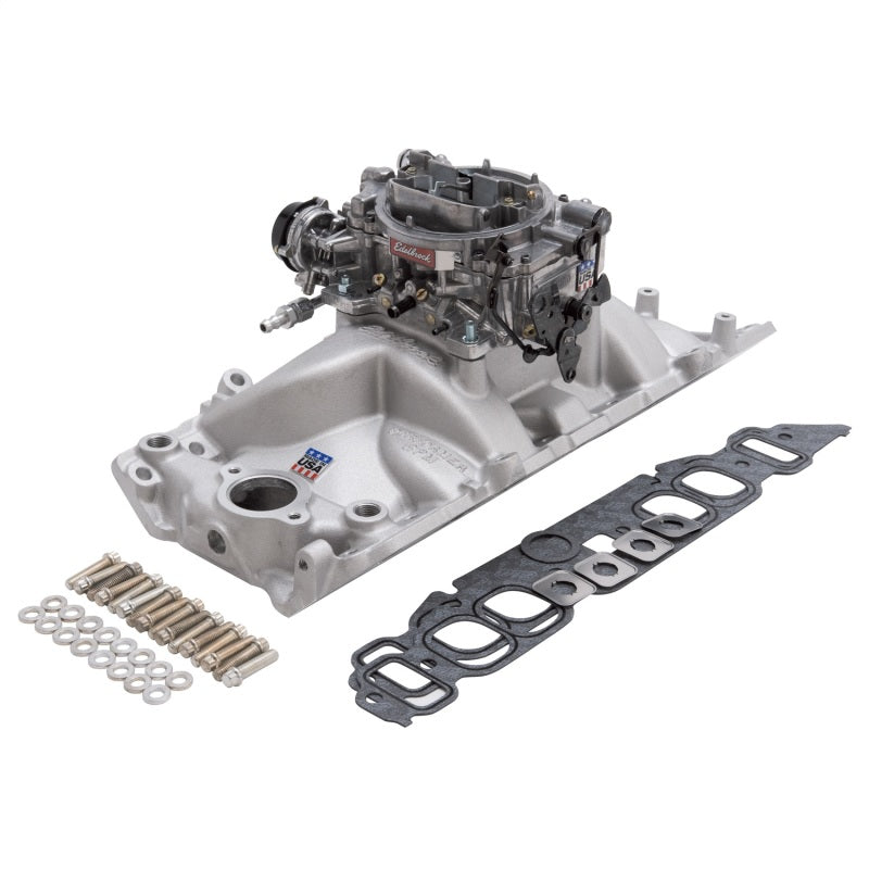 Edelbrock Manifold And Carb Kit Performer RPM Big Block Chevrolet Oval Port Natural Finish - DTX Performance