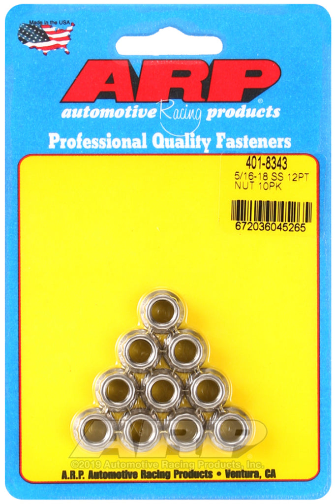 ARP 5/16-18 12PT Nut Kit SS - 10 PK - DTX Performance