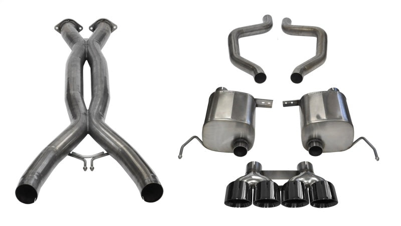 Corsa 15-19 Chevy Corvette Z06 3in Cat Back Exhaust, Black Pro-Series Quad 4.5in Tip (Xtreme) - DTX Performance