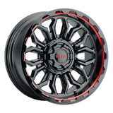 Weld Off-Road W140 20X9 Flare 6X135 6X139.7 ET00 BS5.00 Gloss Black MIL Red 106.1