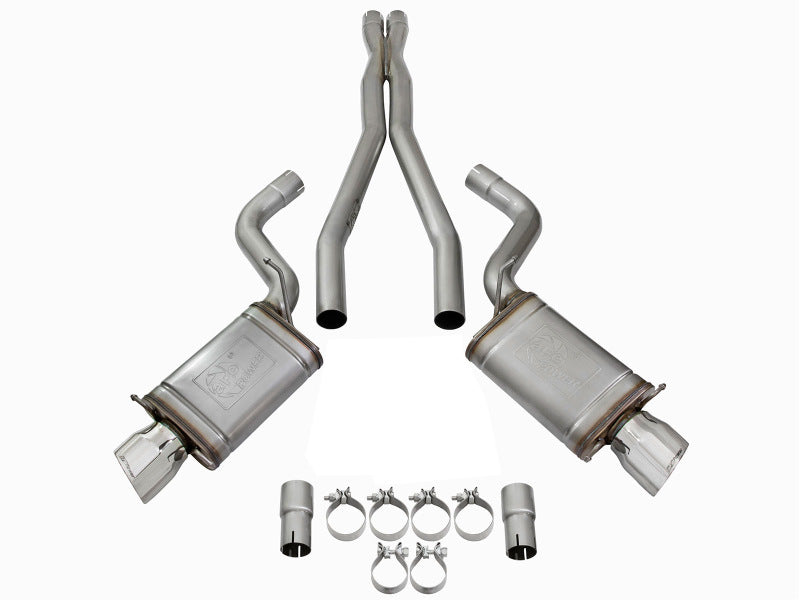 aFe Mach Force-Xp 3in CB Stainless Steel Dual Exhaust System w/Polished Tips 09-15 Cadillac CTS-V - DTX Performance