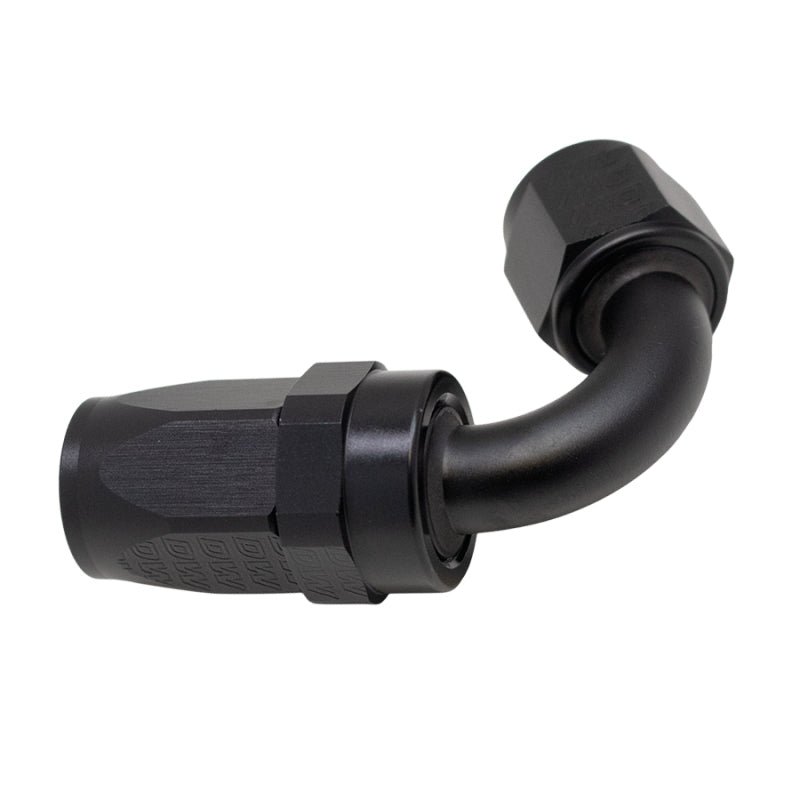 DeatschWerks 8 AN Female Flare Swivel 120-Degree Hose End CPE - Anodized Matte Black - DTX Performance