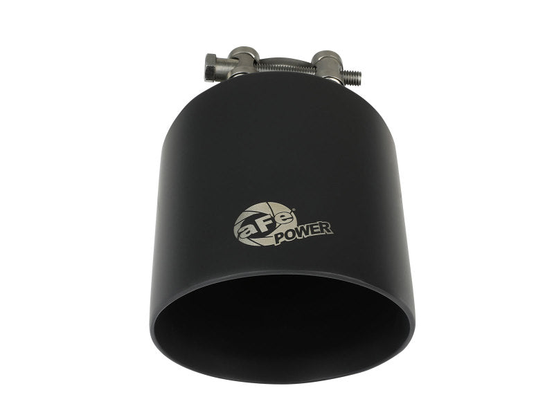 aFe Takeda 304 SS Clamp-On Exhaust Tip 2.5in. Inlet / 4.5in. Outlet / 7in. L - Black - DTX Performance