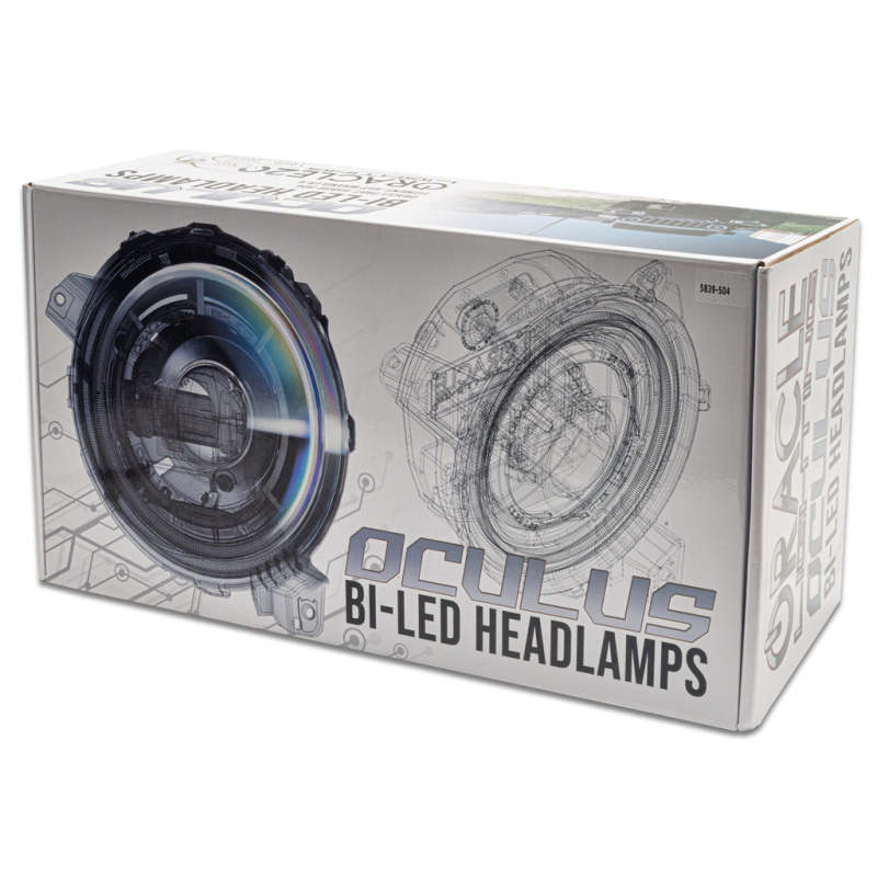 Oracle Oculus Bi-LED Projector Headlights for Jeep JL/Gladiator JT - Satin Silver - 5500K - DTX Performance