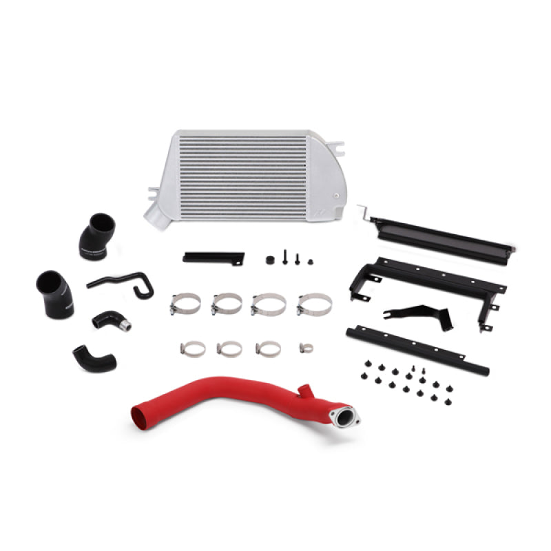 Mishimoto 2015 Subaru WRX Top-Mount Intercooler Kit - Powder Coated Silver & Wrinkle Red Pipes - DTX Performance