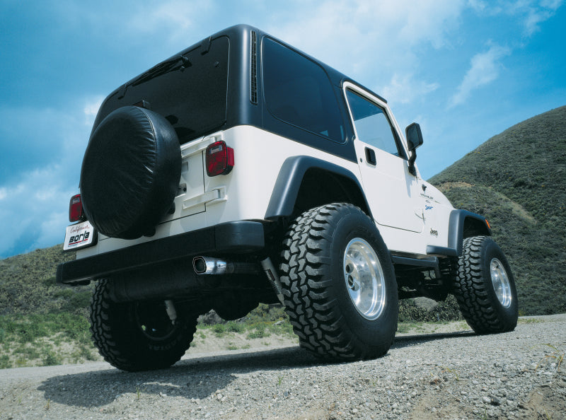 Borla 97-99 Jeep Wrangler 2.5/4.0L w/o Hitch Cat-Back 2.25in Single Sqr Angle Cut Phntm Rear - DTX Performance