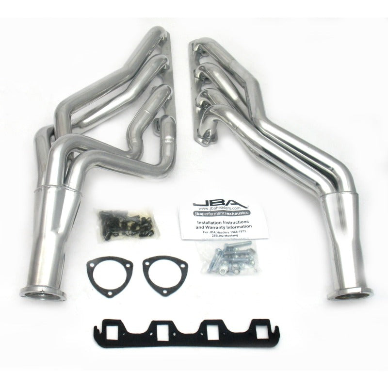 JBA 65-73 Ford Mustang 260-302 SBF 5 Speed T5/T56 1-3/4in Primary Silver Ctd Long Tube Header - DTX Performance