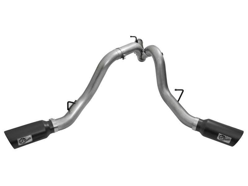 aFe LARGE Bore HD 4in Dual DPF-Back SS Exhaust w/Black Tip 16-17 GM Diesel Truck V8-6.6L (td) LML - DTX Performance