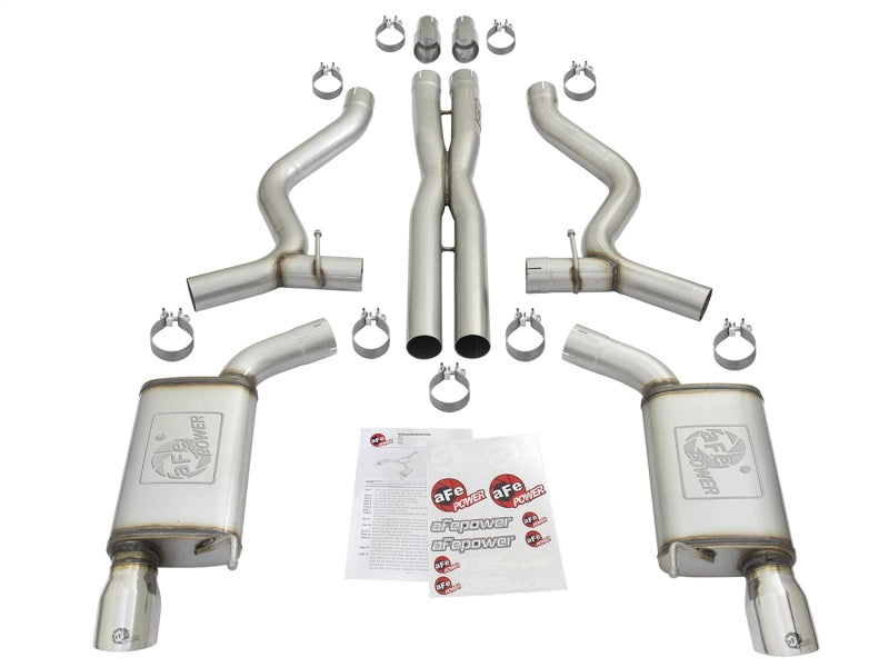 aFe MACHForce XP 3in 304 SS Cat-Back Exhausts w/ Polished Tips 15-17 Ford Mustang GT V8-5.0L/V6-3.7L - DTX Performance