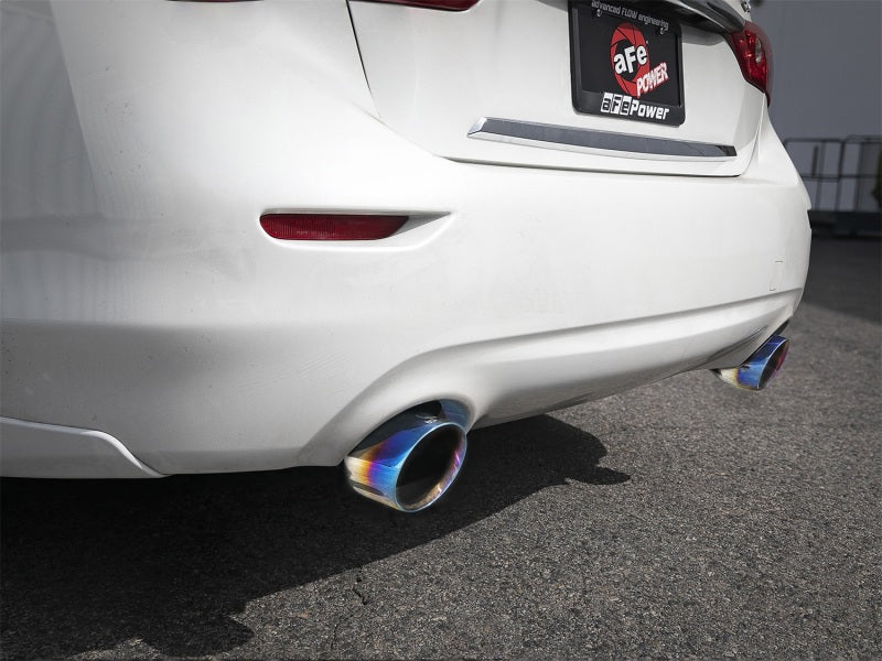 aFe Takeda 2.5in 304 SS Axle-Back Exhaust w/ Blue Flame Tips 16-18 Infiniti Q50 V6-3.0L (tt) - DTX Performance