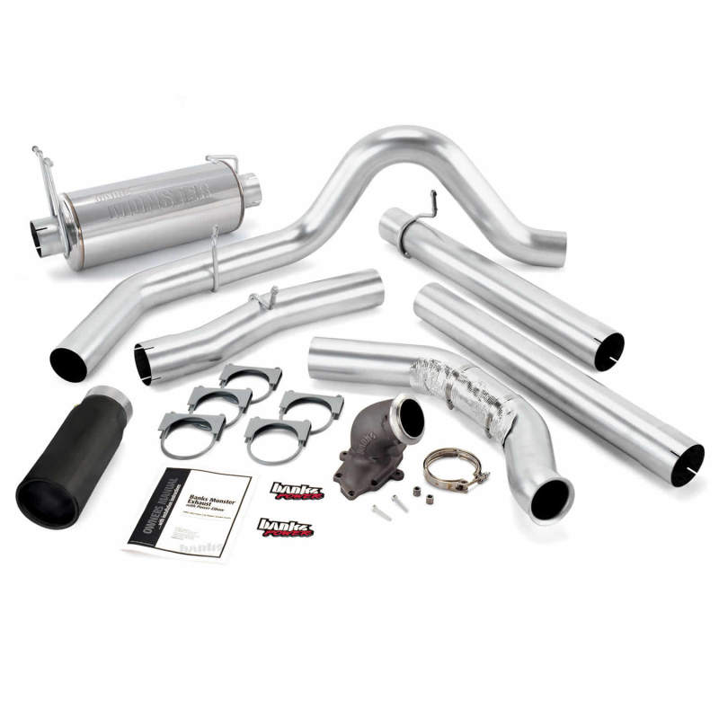 Banks Power 99 Ford 7.3L w/Cat Conv Monster Exhaust w/ Power Elbow - SS Single Exhaust w/ Black Tip - DTX Performance