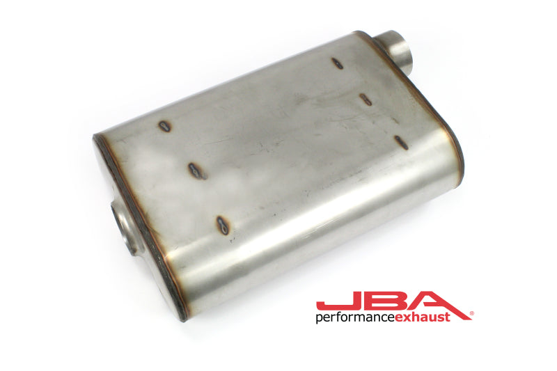 JBA Universal Chambered Style 304SS Muffler 14x9.75x4 2.5in Inlet Diameter Offset/Offset - DTX Performance