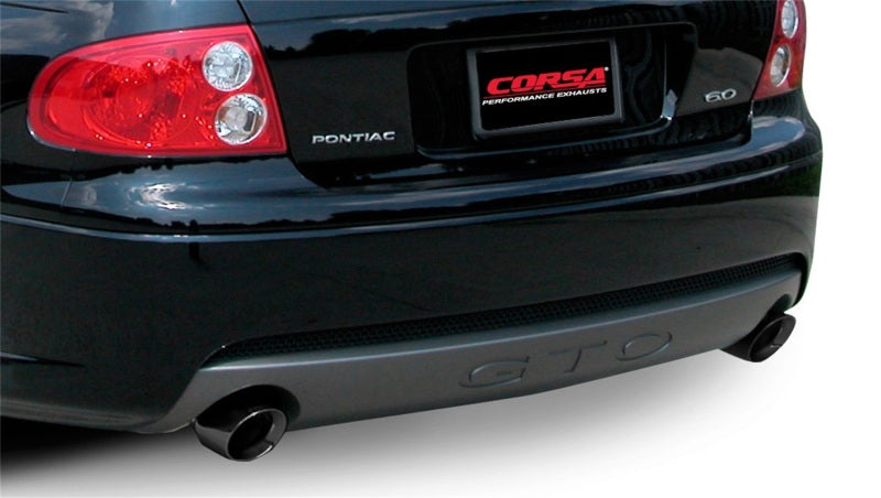 Corsa 05-06 Pontiac GTO 6L V8 2.5in Sport Cat-Back Exhaust + XPipe w/Dual Exit Single 4in BlackTips - DTX Performance