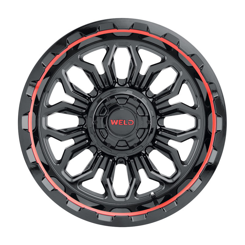 Weld Off-Road W140 20X10 Flare 6X135 6X139.7 ET-18 BS4.75 Gloss Black MIL Red 106.1 - DTX Performance