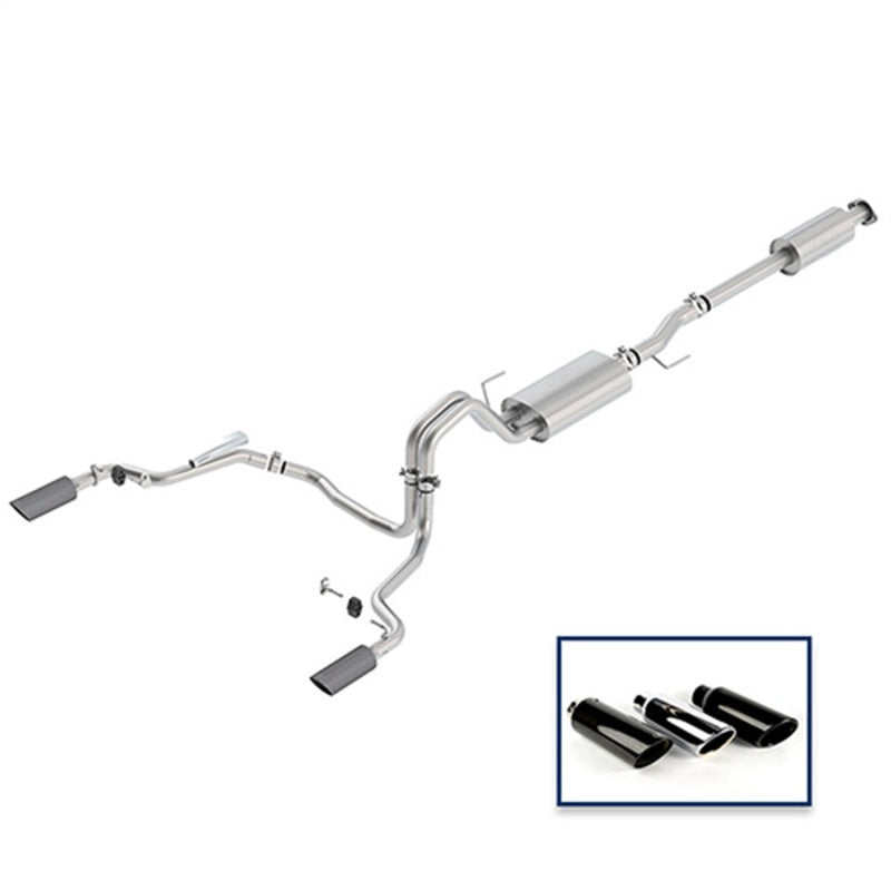 Ford Racing 15-18 F-150 5.0L Cat-Back Touring Exhaust System - Rear Exit Carbon Fiber Tips - DTX Performance