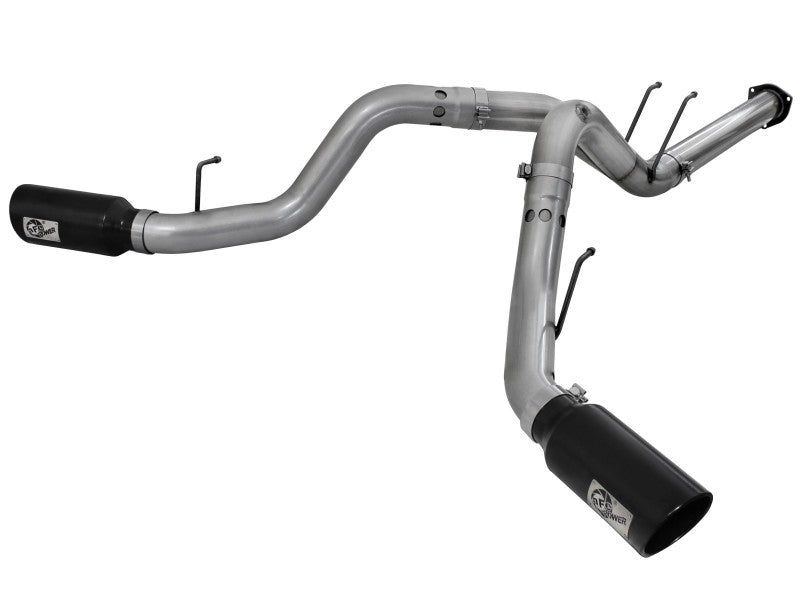 aFe Large Bore-HD 4in 409 Stainless Steel DPF-Back Exhaust w/Black Tip 15-16 Ford Diesel V8 Trucks - DTX Performance