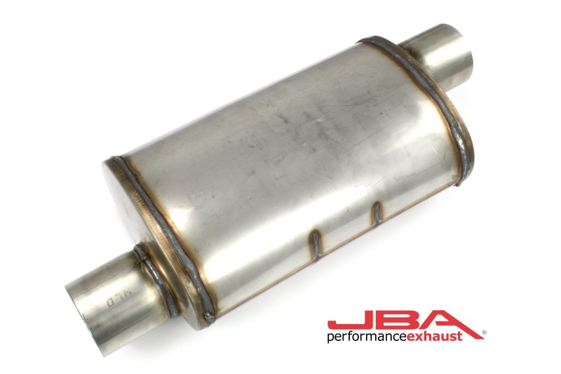 JBA Universal Chambered Style 304SS Muffler 14x8x5 3in Inlet Diameter Offset/Offset - DTX Performance