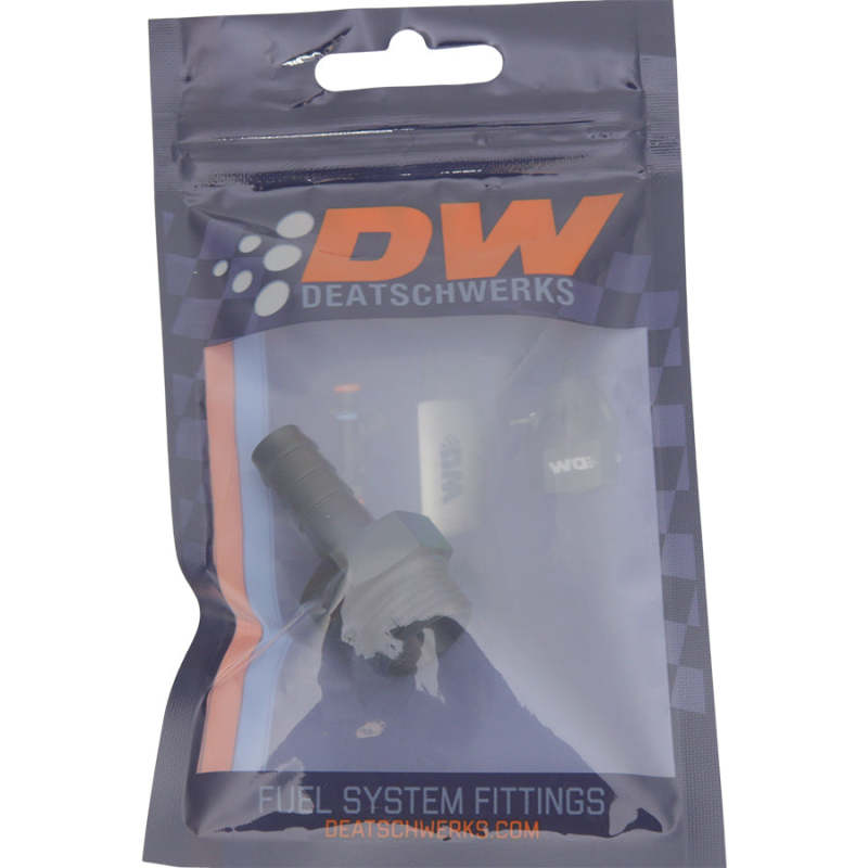 DeatschWerks 8AN ORB Male to 3/8in Male Triple Barb Fitting (Incl O-Ring) - Anodized Matte Black - DTX Performance