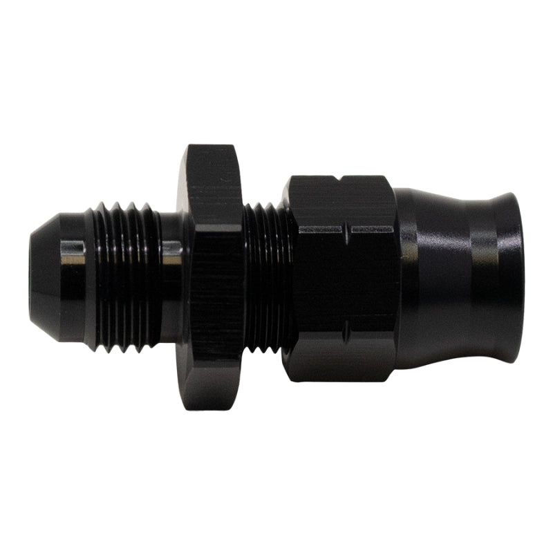 DeatschWerks 6AN Male Flare to 3/8in Hardline Compression Adapter - Anodized Matte Black - DTX Performance