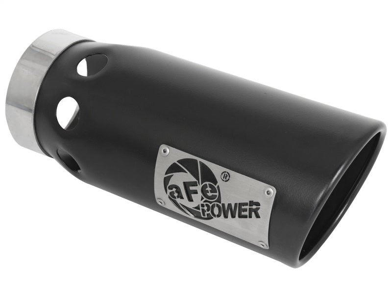 aFe Power Intercooled Tip Stainless Steel - Black 4in In x 5in Out x 12in L Bolt-On - DTX Performance