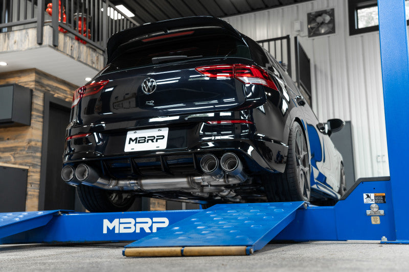 MBRP 2022 Volkswagon Golf R MK8 T304 Stainless Steel 3in Cat-Back, Quad Rear Exit- Carbon Fiber Tips - DTX Performance