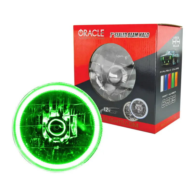 Oracle Pre-Installed Lights 7 IN. Sealed Beam - Green Halo - DTX Performance