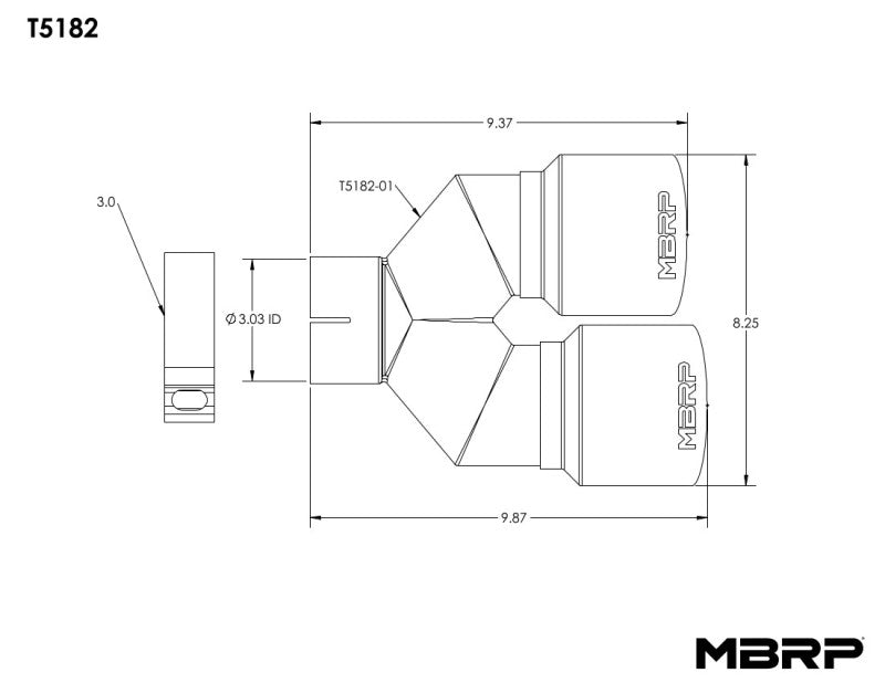 MBRP 3in ID / Dual 4in OD Out Staggered L 9.87in / R 9.37in Single Wall T304 SS Univ Exhaust Tip - DTX Performance