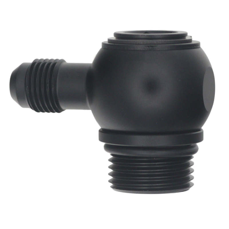 DeatschWerks 10AN ORB Male to 6AN Male Flare Low Profile 90-Degree Swivel - Anodized Matte Black - DTX Performance