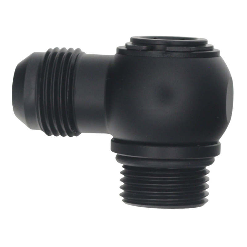 DeatschWerks 10AN ORB Male to 10AN Male Flare Low Profile 90-Degree Swivel - Anodized Matte Black - DTX Performance