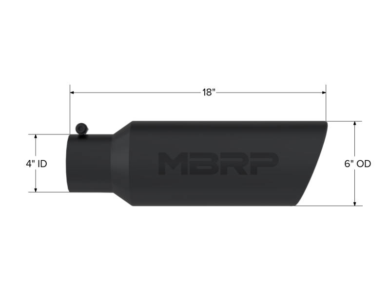 MBRP Universal Tip 6in OD Rolled End 4in Inlet 18in L Black Coated Exhaust Tip - DTX Performance