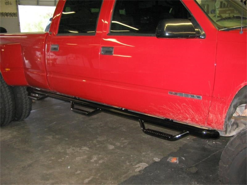 N-Fab Nerf Step 92-00 Chevy-GMC 2500/3500 Crew Cab 8ft Bed - Gloss Black - Bed Access - 3in - DTX Performance