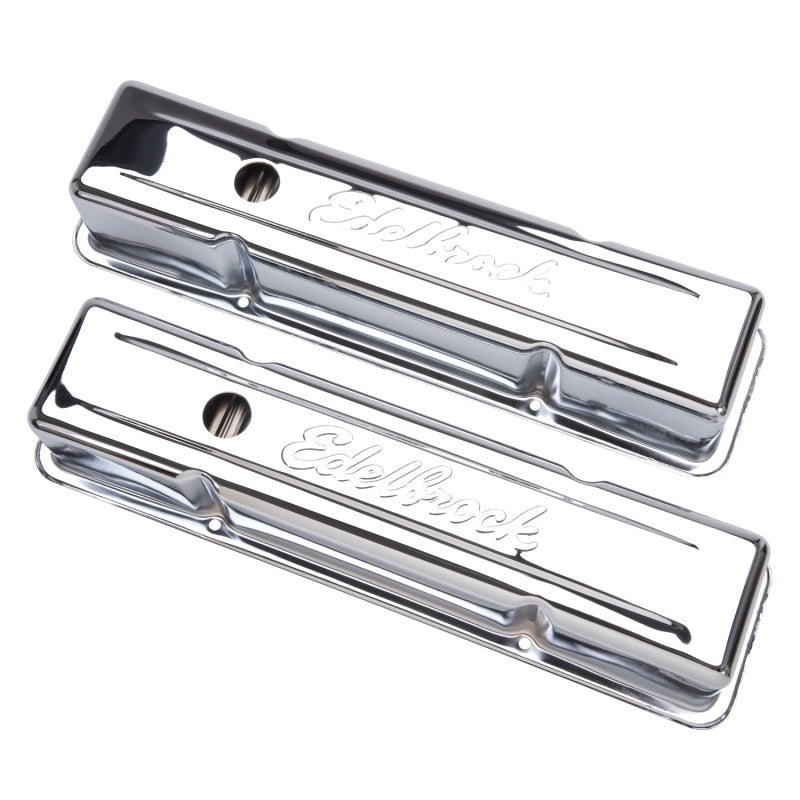 Edelbrock Valve Cover Signature Series Chevrolet 1959-1986 262-400 CI V8 Tall Chrome - DTX Performance