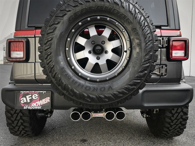 aFe Rebel Series 2.5in. 304 SS C/B Exhaust System 2018 Jeep Wrangler (JL) V6-3.6L - Polished Tip - DTX Performance