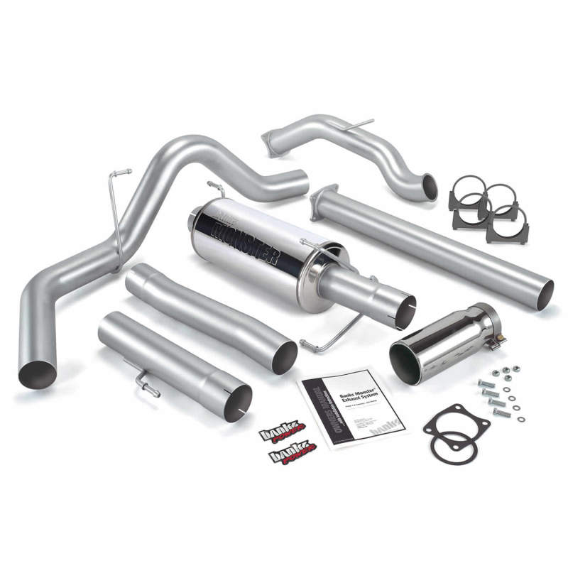 Banks Power 03-04 Dodge 5.9L CCLB(Catted) Monster Exhaust System - SS Single Exhaust w/ Chrome Tip - DTX Performance