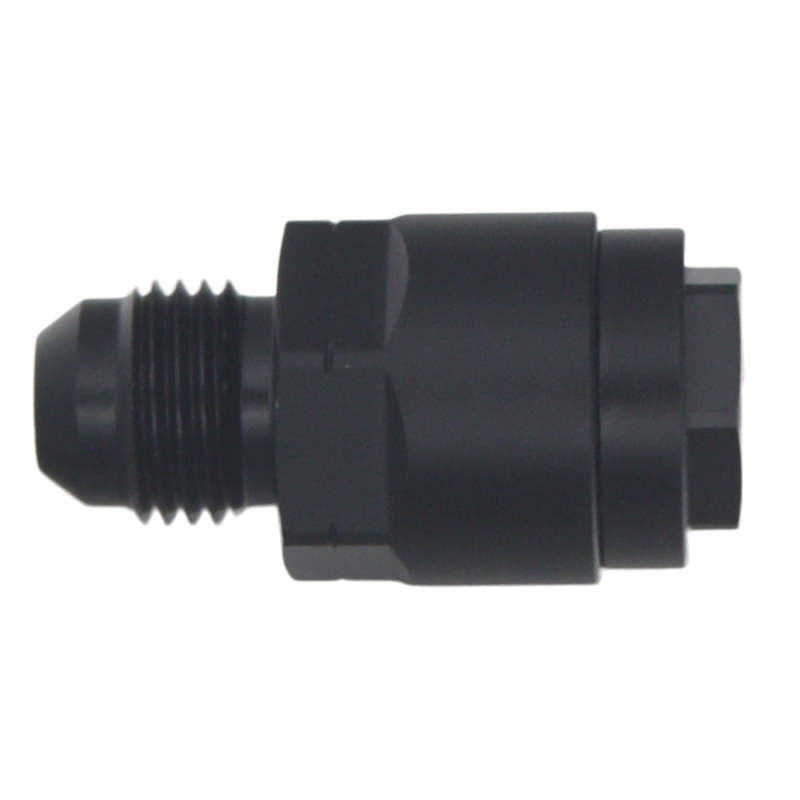 DeatschWerks 6AN Male Flare to 1/4in Female EFI Quick Connect Adapter - Anodized Matte Black - DTX Performance