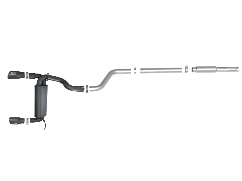 aFe Rebel Series 409 Stainless Steel Cat-Back Exhaust 18-21 Jeep Wrangler JL 2.0L (t) - Black Tip - DTX Performance