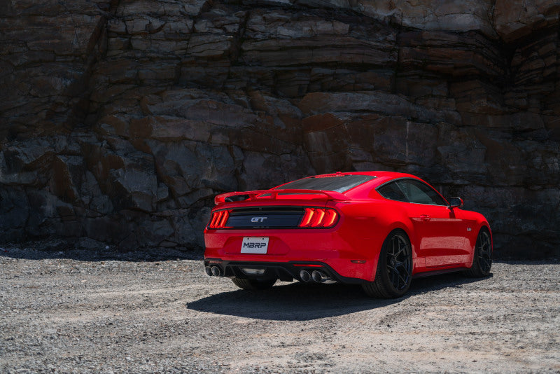 MBRP 18-19 Ford Mustang GT 5.0 3in Dual Split Rear AL Cat Back w/ Quad 4.0in Dual Wall Tips - DTX Performance