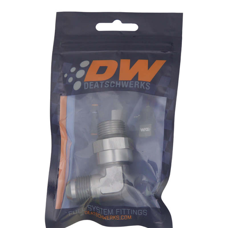 DeatschWerks 10AN ORB Male Swivel to 10AN Male Flare 90-Degree Fitting - Anodized Titanium - DTX Performance