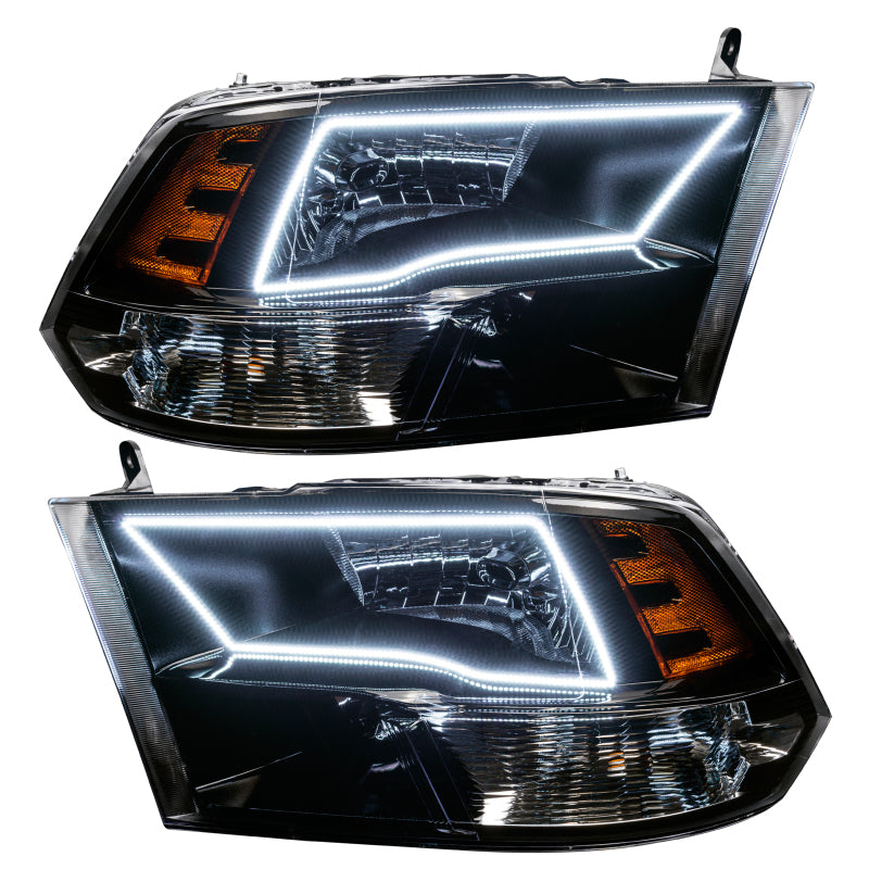 Oracle 09-17 RAM 1500 TRX/SLT Quad Pre-Assembled Headlights - Black Housing - White - DTX Performance