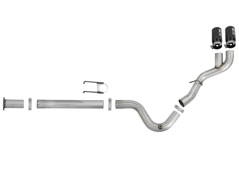 aFe Rebel XD 4in SS DPF-Back Exhaust 17-18 FOrd Diesel Trucks V8-6.7L (td) w/ Dual Black Tips - DTX Performance