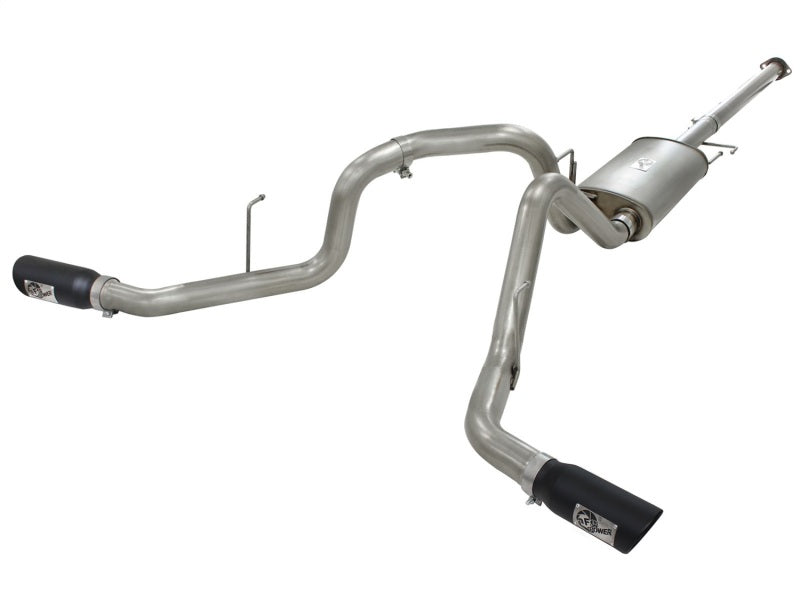 aFe MACHForce XP Exhaust 3in SS Dual Side Exit CB w/ Black Tips 11-14 Ford F150 EcoBoost V6-3.5L TT - DTX Performance