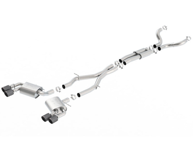 Borla 16-17 Chevy Camaro 6.2L 4in Dual CF Tips w/Black Core Dual Split Exit ATAK Catback Exhaust - DTX Performance